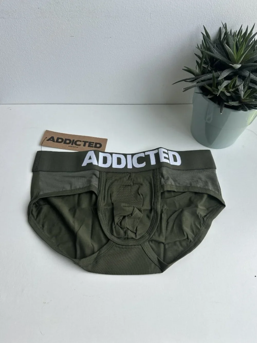 Addicted - Flame Cotton Basic Brief - Khaki Green (L)